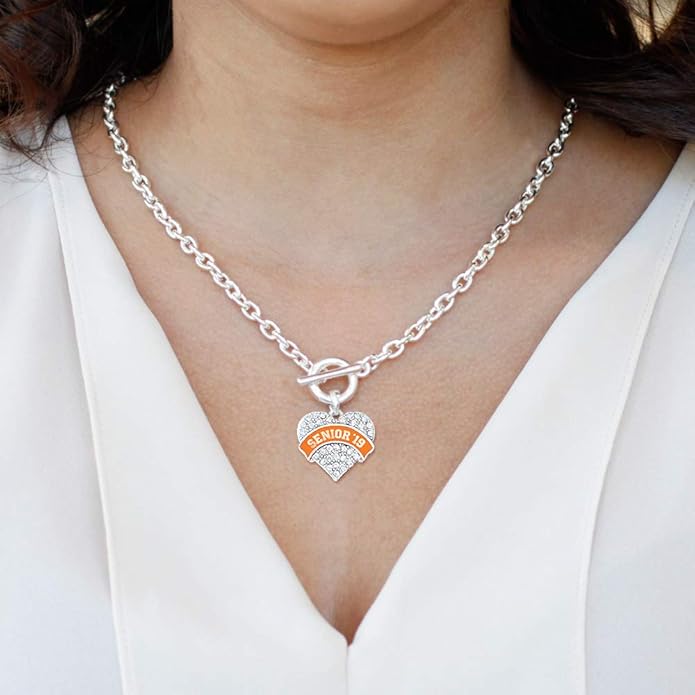 Inspired Silver - Silver Pave Heart Charm 18 Inch Necklace with Cubic Zirconia Jewelry