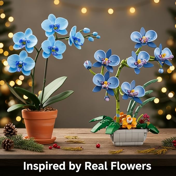WISEPLAY Creative Orchid Building Sets for Kids, Gift for Mother's Day, Educational Flowers Building Brick Sets, 581 Pieces