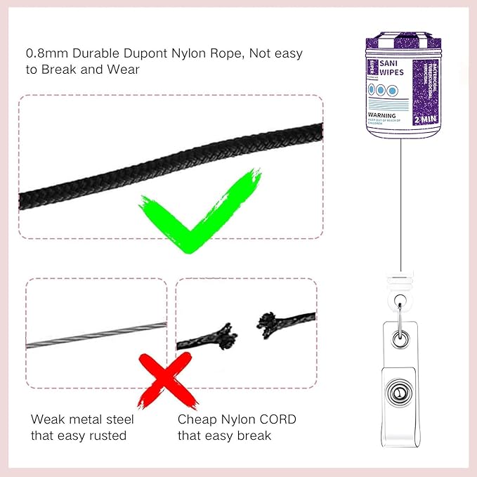 2 Pcs Nurse Badge Reel - Retractable ID Holder with Alligator Clip& Nylon Cord | AcrylicClip for Nurse Nurses Office Worker Teacher Student