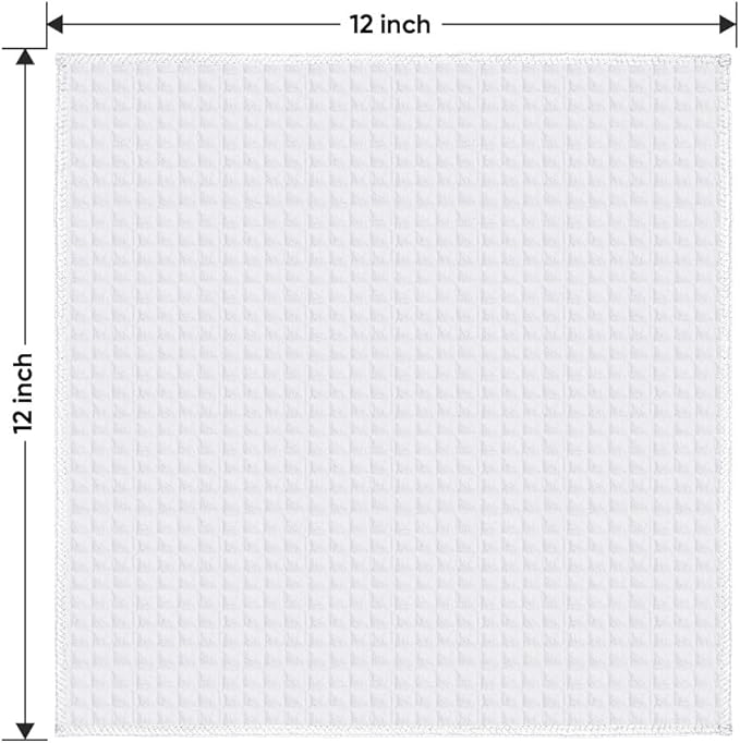 HOMEXCEL White Waffle Washcloths Towels 10 Pack, Premium Microfiber Face Towels, Ultra Soft, Lightweight Highly Absorbent Quick Dry Washcloths for Bathroom, Gym, Shower, Hotel, Spa 12 x 12 Inch
