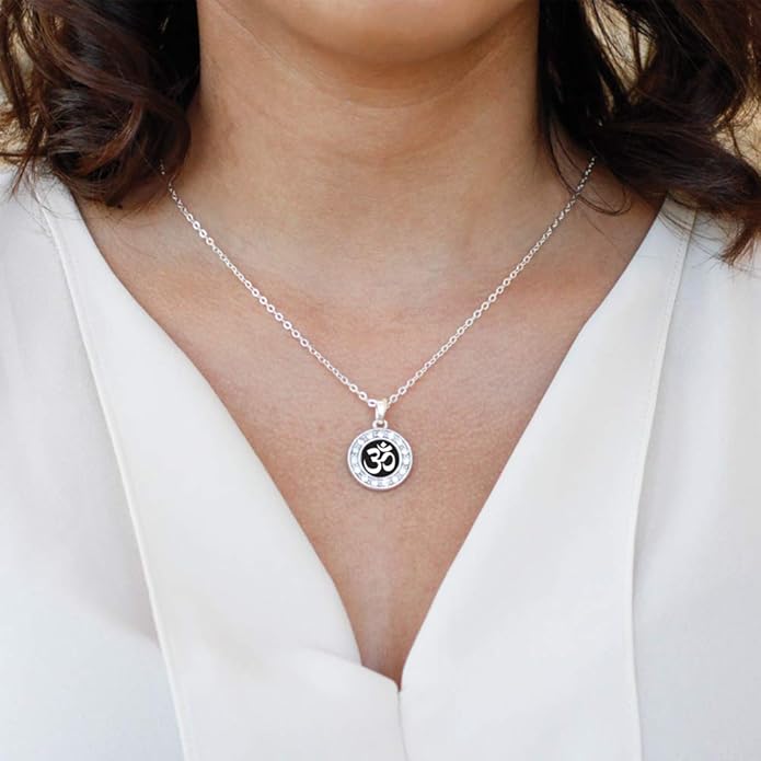 Inspired Silver - Silver Circle Charm 18 Inch Necklace with Cubic Zirconia Jewelry