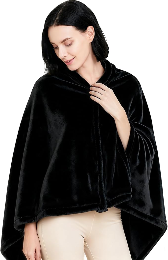 Women's Double Flannel Poncho - Snuggle Cape, Soft Warm Winter Wrap | Unisex Winter Wear for Home, Office, School