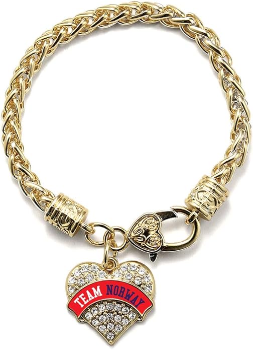 Inspired Silver - Gold Pave Heart Charm Bracelet with Cubic Zirconia Jewelry