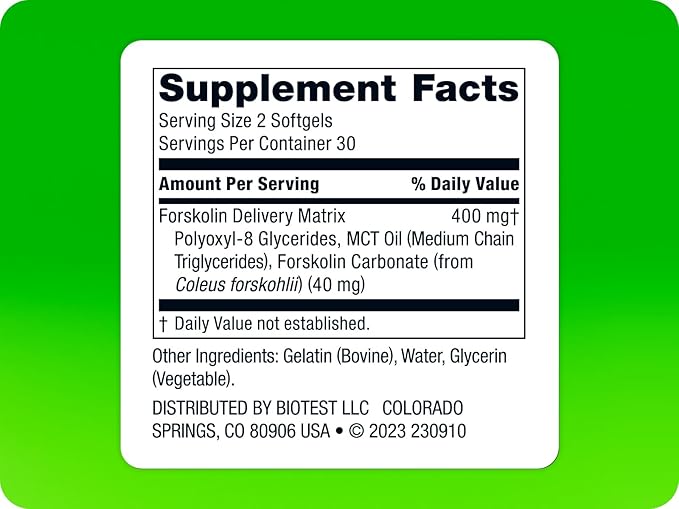 Biotest Carbolin 19 – Longer-Lasting Forskolin for Fat Loss & Metabolic Performance,* 30 Servings – 60 Softgels