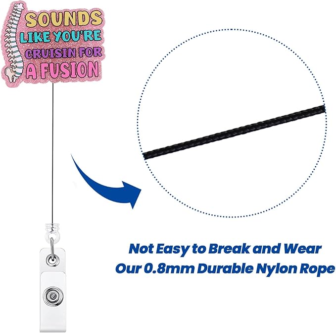 Sounds Like You're Cruisin for A Fusion Funny Nurse Badge Reel, Cute Retractable ID Card Badge Holder, Name Tag Medical Work Badge Clip for RN CNA PT Ortho, Spinal Fusion Nurse Nursing Student Doctor
