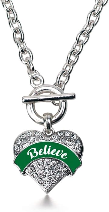 Inspired Silver - Silver Pave Heart Charm 18 Inch Necklace with Cubic Zirconia Jewelry