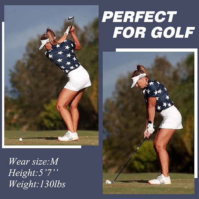 Women's Golf Shirt Short Sleeve Tennis Shirt Quarter Zip Golf Pullover Golf Polo Shirts Argyle Tops