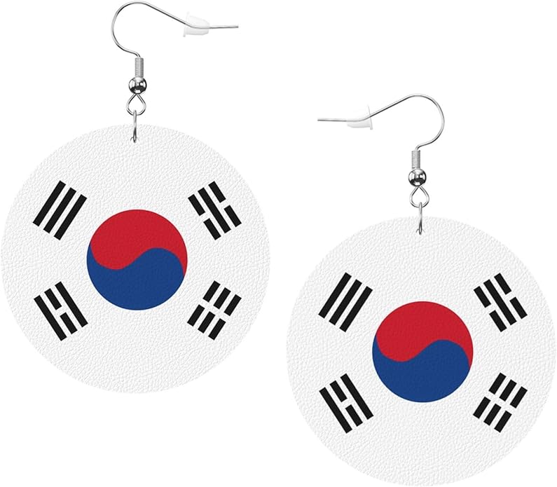 Round Faux Leather Earrings for Women Lightweight Double-Side Printed Drop Dangle Earring for Festival Party Gift