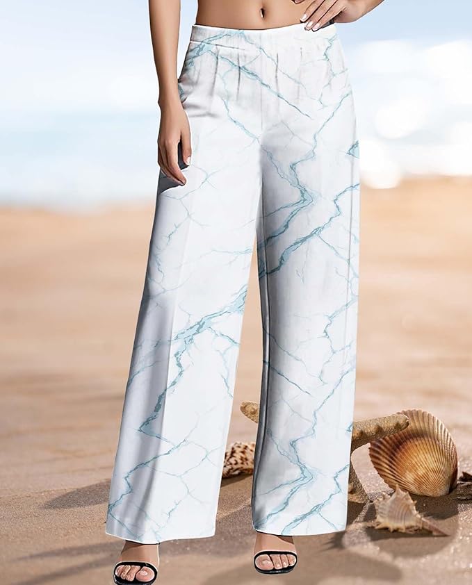 Womens Boho Pants Casual Oversize High Waisted Wide Leg Trousers Pattern Printed Ourdoors Pant for 2025 Summer