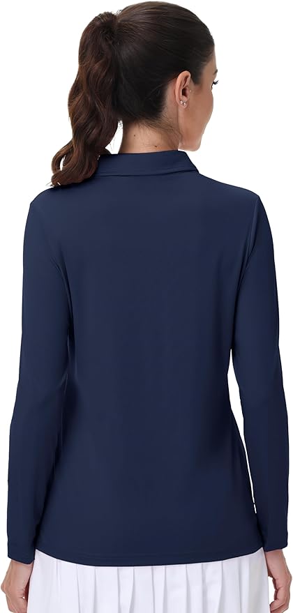 MAGCOMSEN Women's Polo Shirts Long Sleeve Golf Shirt Quick Dry UPF 50+ Sun Protection Lightweight Tennis Shirts