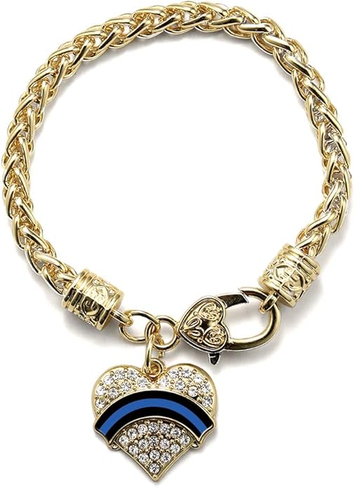 Inspired Silver - Gold Pave Heart Charm Bracelet with Cubic Zirconia Jewelry
