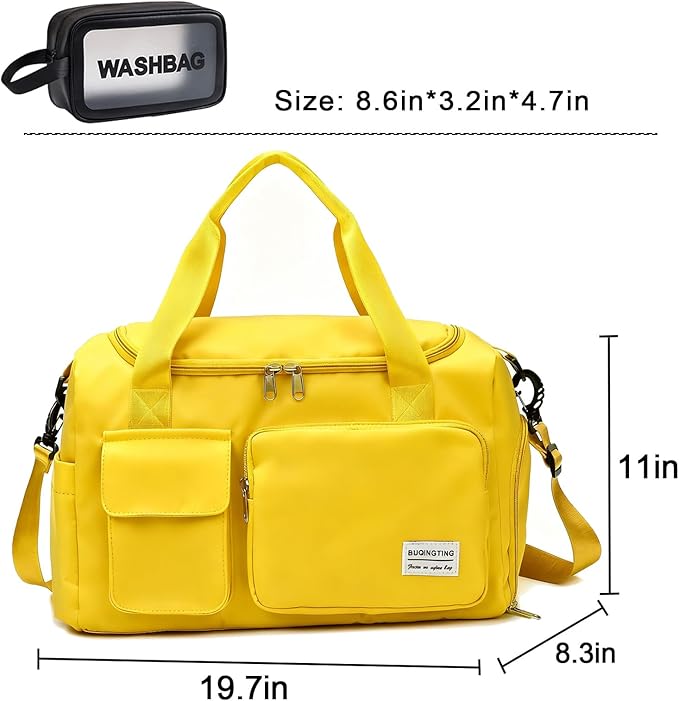 Small Gym Bag for Women, Travel Duffle Bag Carry On Weekender Bag with Shoe Compartment