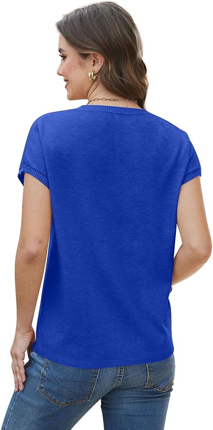 WIHOLL Short Sleeve Sweater for Women Summer Tops Crew Neck Fashion Clothing Tshirts Shirts Travel Outfits Dressy Casual