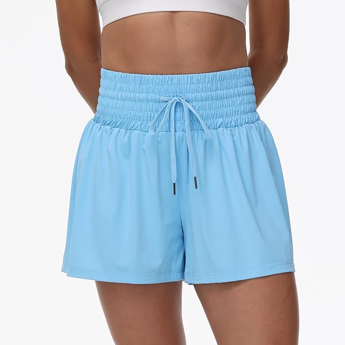 Blaosn Flowy Athletic Shorts for Women Gym Workout Running Short Pants High Waist Skort with Pocket Casual Summer Clothes