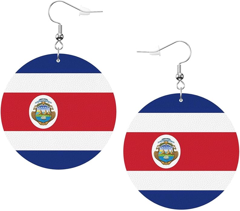 Round Faux Leather Earrings for Women Lightweight Double-Side Printed Drop Dangle Earring for Festival Party Gift