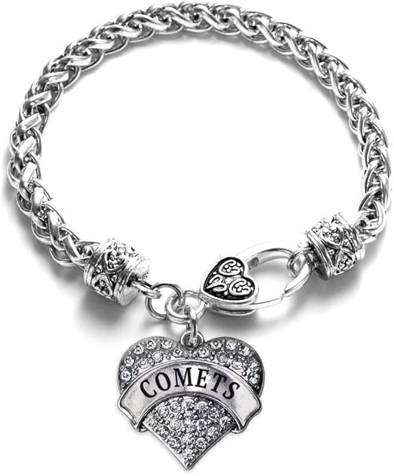 Inspired Silver - Silver Pave Heart Charm Bracelet with Cubic Zirconia Jewelry