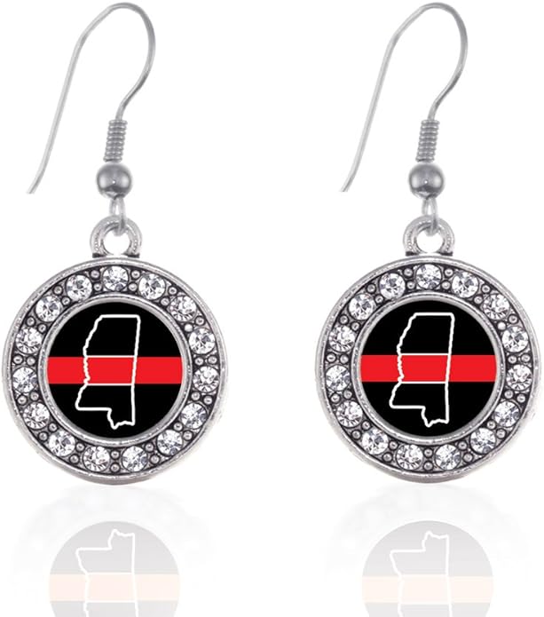 Inspired Silver - Silver Circle Charm French Hook Drop Earrings with Cubic Zirconia Jewelry