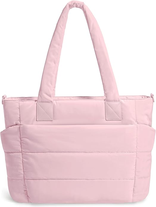 Tote Bag for Women Puffer Tote Bag Large Nurse Bags Shoulder Handbag with Zipper for Work Travel