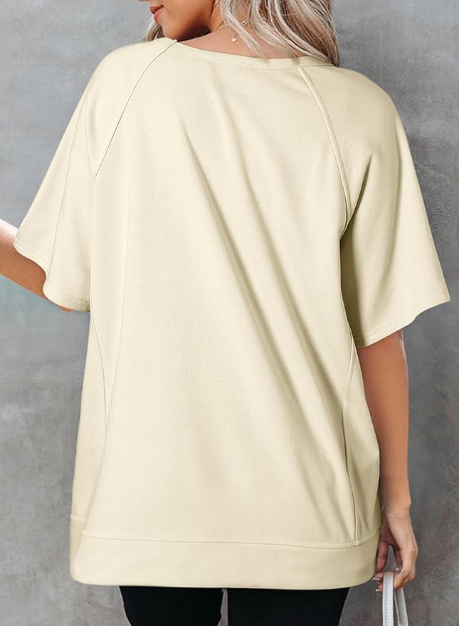 Dokotoo Oversized T Shirts for Women Crewneck Short Sleeve Casual Summer Tops Lightweight Loose High Low Blouse