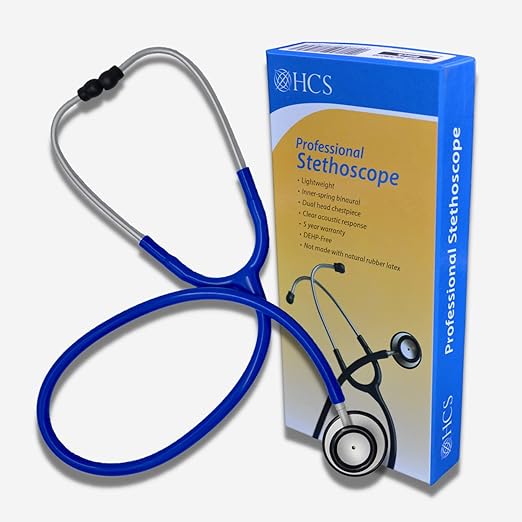 HCS Blue Stethoscope, Classic Lightweight - Medical, Dual Head Stethoscopes for Nurses, Nursing School, Student Essentials, Work, Home - 22 inch Tubing