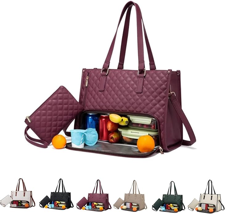 3 in 1 tote bag for women,laptop bag with lunch compartment,work tote with lunch compartment