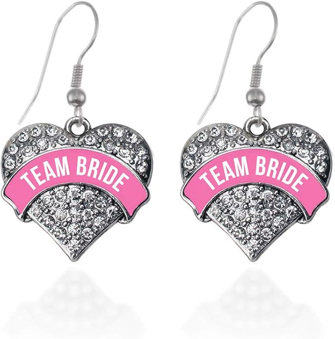 Inspired Silver - Silver Pave Heart Charm French Hook Drop Earrings with Cubic Zirconia Jewelry