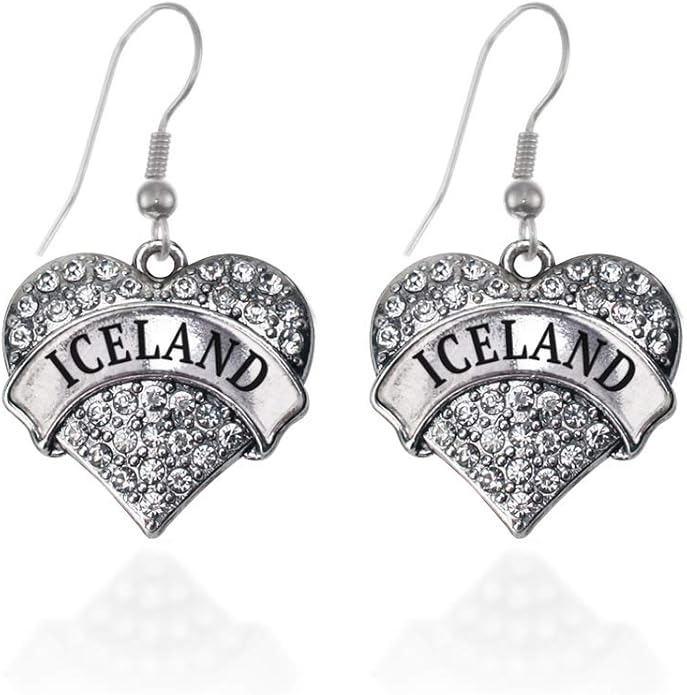 Inspired Silver - Silver Pave Heart Charm French Hook Drop Earrings with Cubic Zirconia Jewelry