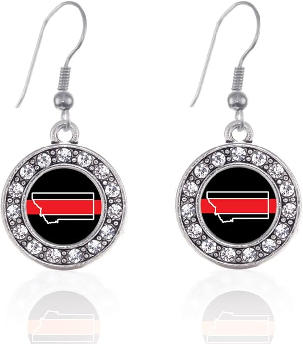 Inspired Silver - Silver Circle Charm French Hook Drop Earrings with Cubic Zirconia Jewelry