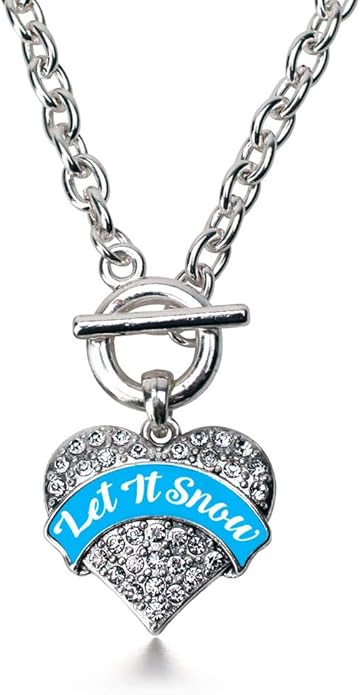 Inspired Silver - Silver Pave Heart Charm 18 Inch Necklace with Cubic Zirconia Jewelry