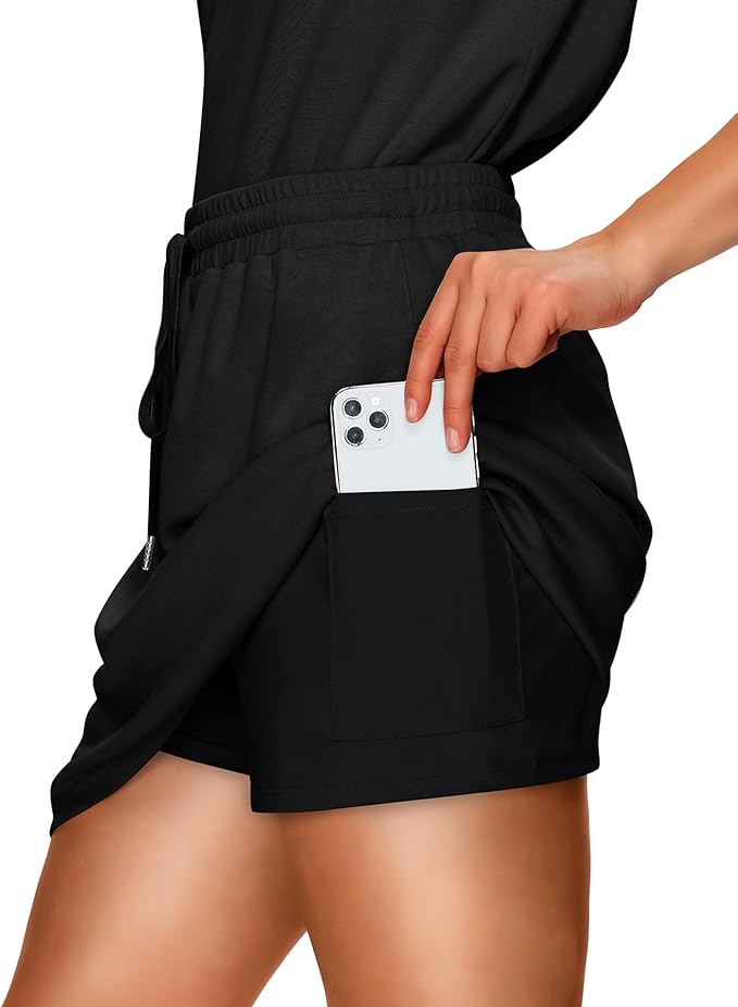 WIHOLL Two Piece Skirt Sets for Women Summer Vacation Outfits Tennis Skirt Crew Neck Top Versatile Lounge Sets