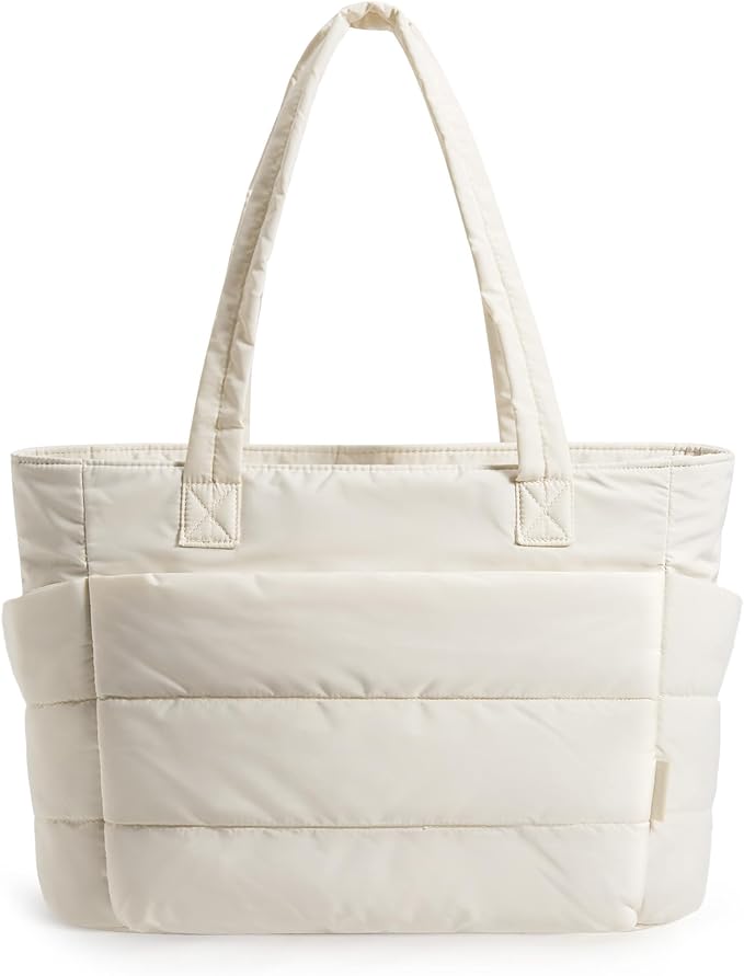 BAGSMART Tote Bag for Women, Lightweight Puffy Tote Bag with Compartments Shoulder Bag Handbag for Travel, Work, Gym | Lightweight, Puffy, Tote Bag with Compartments, Quilted, for Travel, Work
