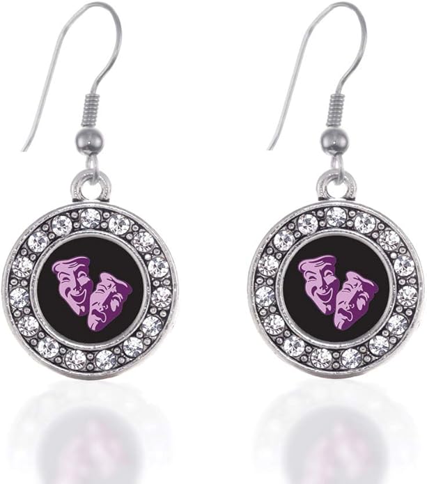 Inspired Silver - Silver Circle Charm French Hook Drop Earrings with Cubic Zirconia Jewelry