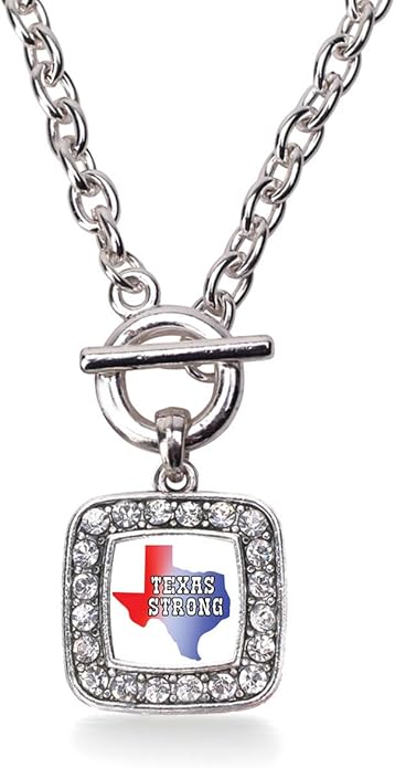 Inspired Silver - Silver Square Charm 18 Inch Necklace with Cubic Zirconia Jewelry