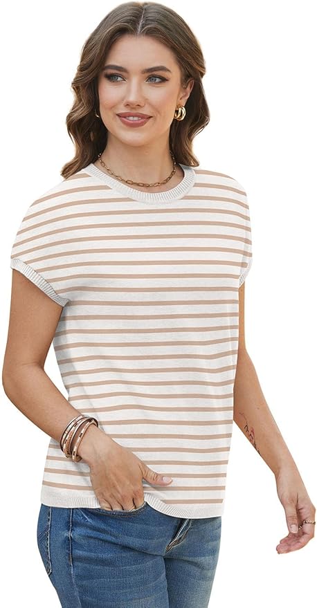 WIHOLL Short Sleeve Sweater for Women Summer Tops Crew Neck Fashion Clothing Tshirts Shirts Travel Outfits Dressy Casual