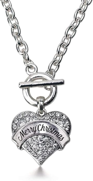 Inspired Silver - Silver Pave Heart Charm 18 Inch Necklace with Cubic Zirconia Jewelry