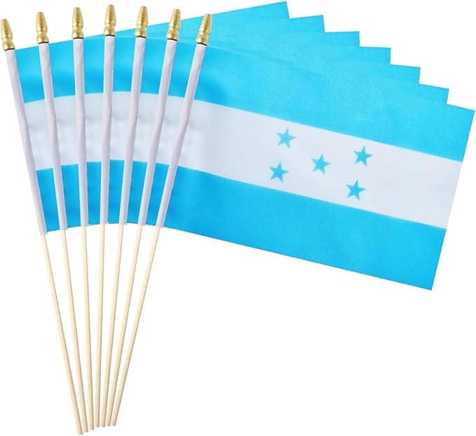GSYLPFT 12 Pack Honduras Flags on Sticks Honduran Small Mini Hand Held Flags for Office Classroom Holiday Party Decorations