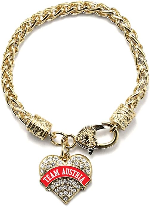 Inspired Silver - Gold Pave Heart Charm Bracelet with Cubic Zirconia Jewelry