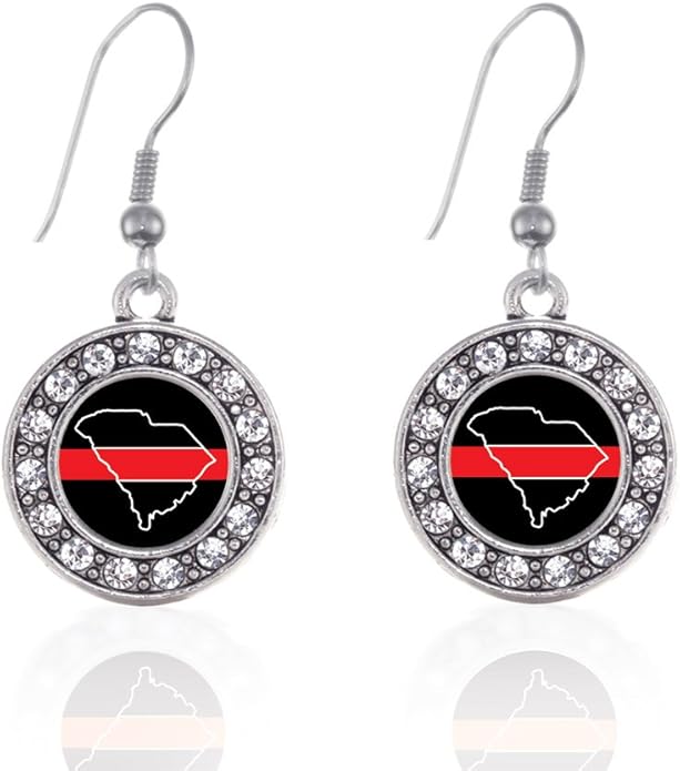 Inspired Silver - Silver Circle Charm French Hook Drop Earrings with Cubic Zirconia Jewelry