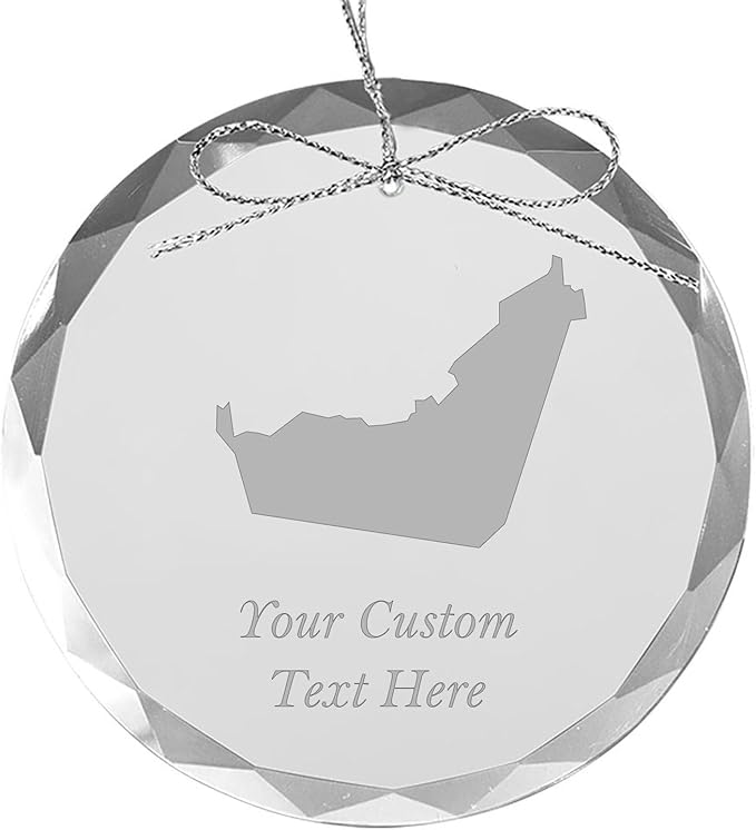 United Arab Emirates UAE, Personalized Travel Christmas Ornament – Customized Engraved Glass Keepsake - Custom Family Trip & Vacation, 2024, 2025, 2026, 2027 & Name – Destination Holiday Ornament