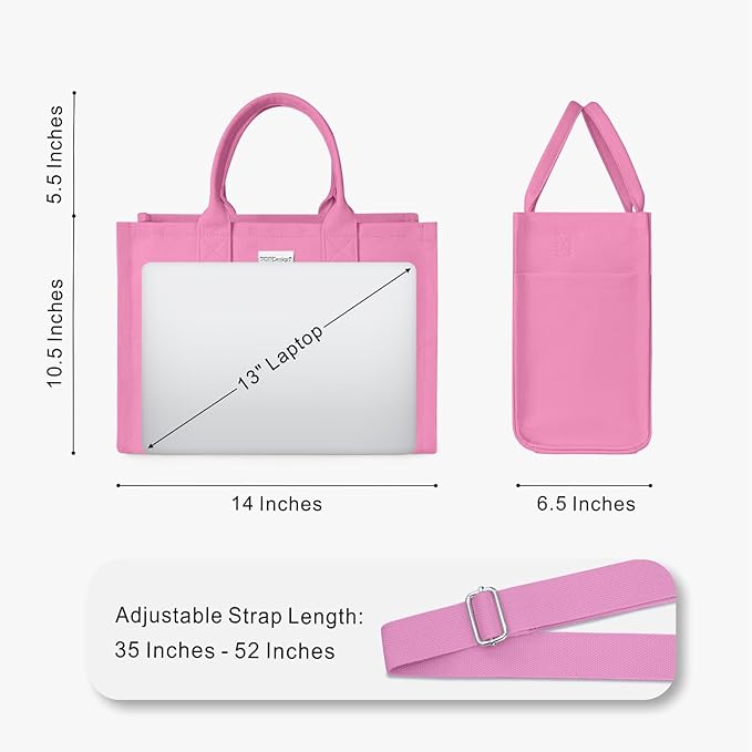 TOPDesign Heavy-Duty Canvas Tote Bag for Women, Adjustable Crossbody/Shoulder Handbag with 9 Pockets, Everything Tote