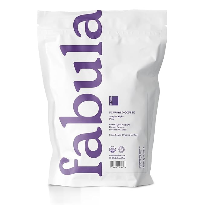 Fabula Buttery Caramel Flavored Organic Coffee Freshly Ground - Organic - Low Acid - Single Origin - Non-GMO - Mold Free - 12 Ounces
