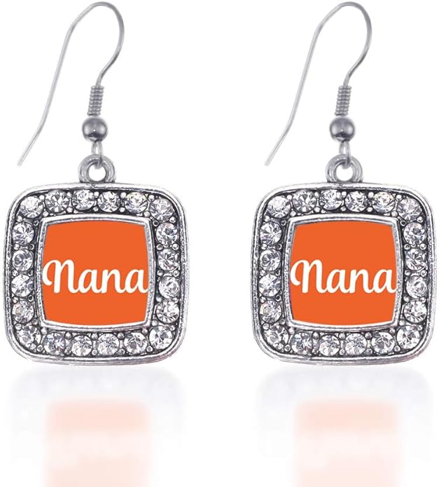 Inspired Silver - Silver Square Charm French Hook Drop Earrings with Cubic Zirconia Jewelry