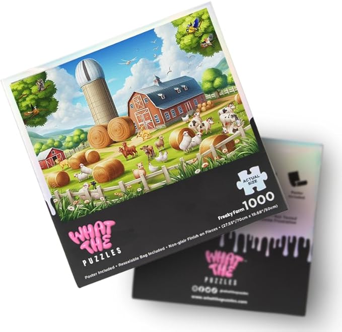 What The Puzzles - Challenging Jigsaw Puzzles 1000 Pieces, Difficult Brain Teaser Puzzles for Adults (Funny Farm)