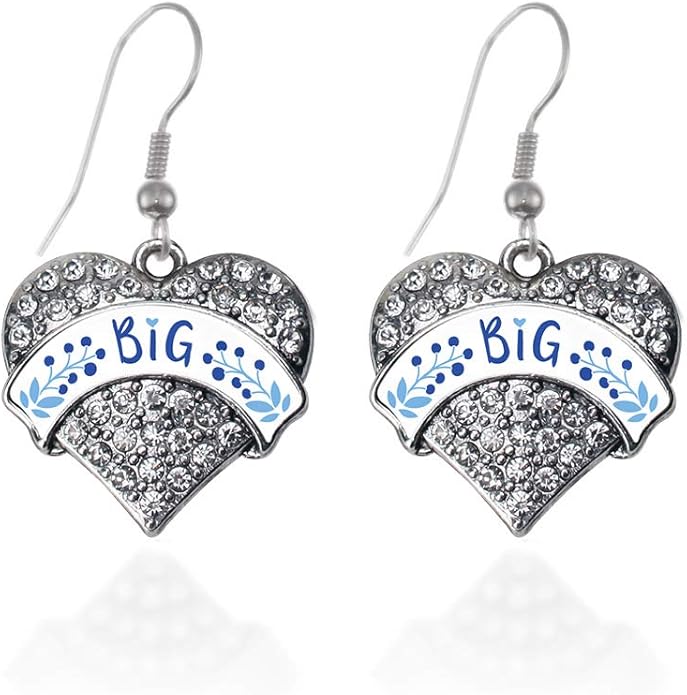 Inspired Silver - Silver Pave Heart Charm French Hook Drop Earrings with Cubic Zirconia Jewelry
