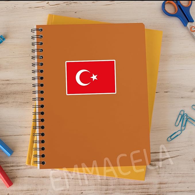 (3PCS) Turkey Flag stickers, Countries Flag Stickers - Waterproof Vinyl Decals For Laptops, Tumblers, Water Bottles, Books, Scrapbooks, Size 3 x 2 Inch