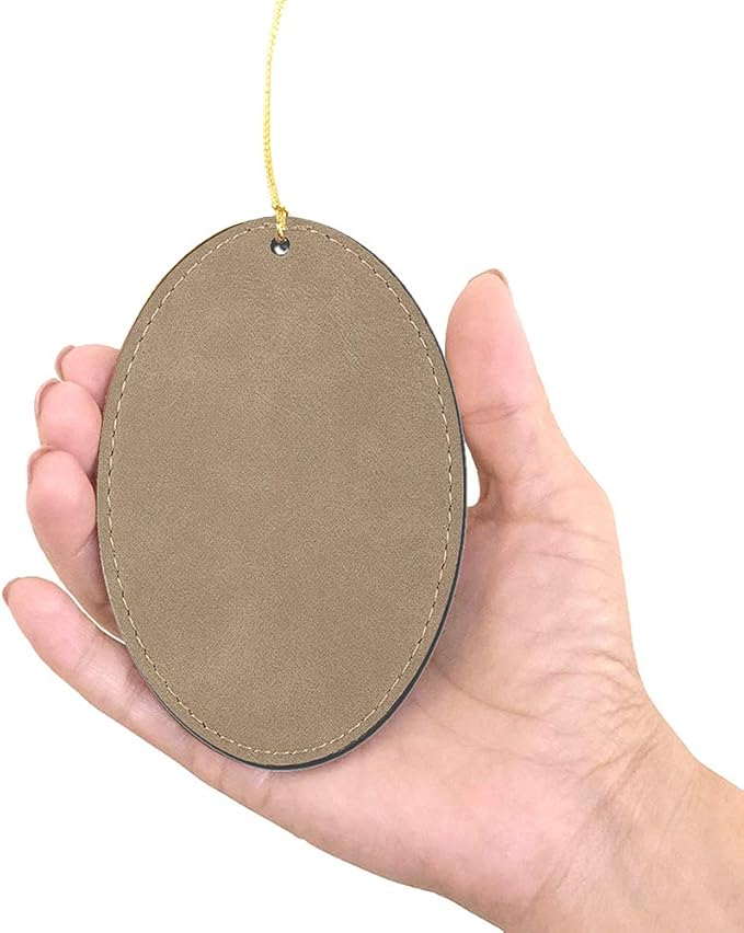 LaserGram Personalized Christmas Ornament, Flag of South Korea, Faux Leather, Custom Laser Engraved Gift Idea (Oval Shape, Light Brown)