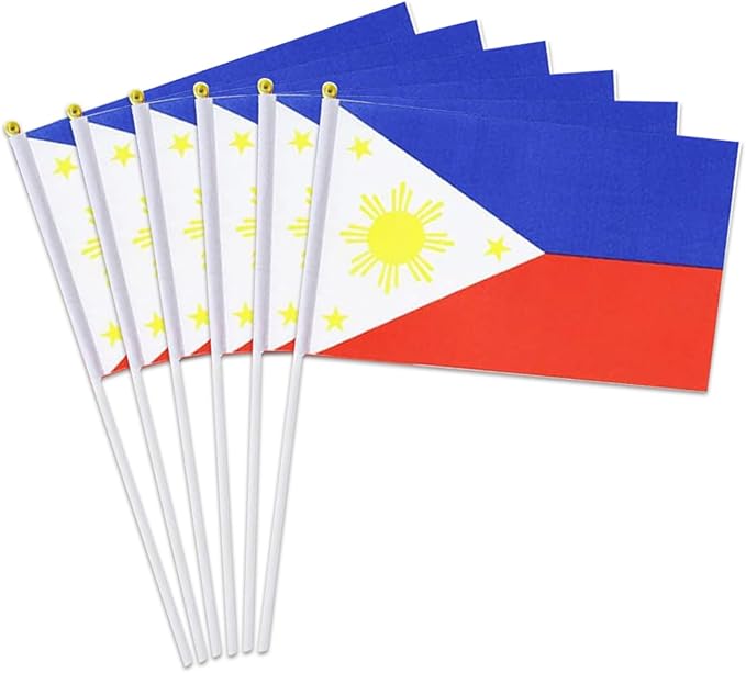 Philippines Flag Small Filipino Flag 12 Pack Mini Hand Held Filipino Flags on Sticks for Party Parades Sports Events Patriotic Holiday Decorations