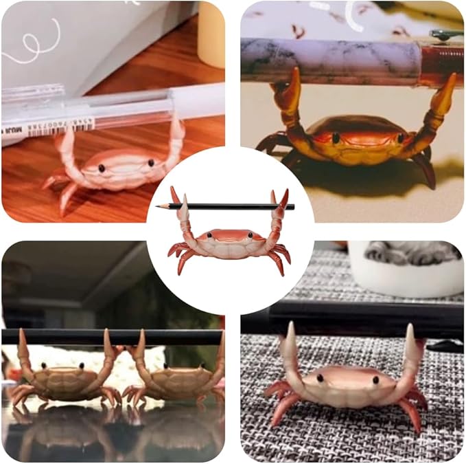 4-Pack Crab Pen Holder for Desk, Weightlifting Crabs Desk Pen Organizer, Cute Pencil Holder Desktop Organizer Storage Accessories, Funny Desk Decor for School, Home, Office Supplies (4PCS-Red)