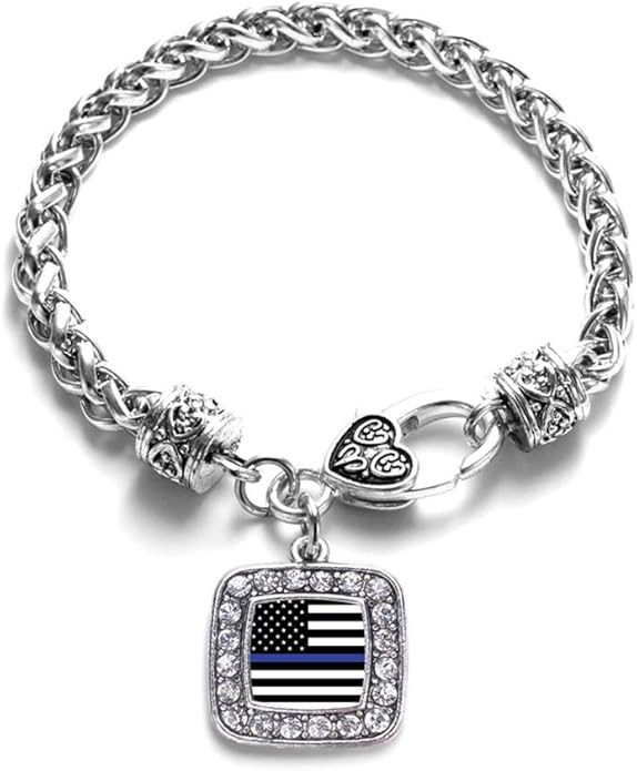 Inspired Silver - Silver Square Charm Bracelet with Cubic Zirconia Jewelry