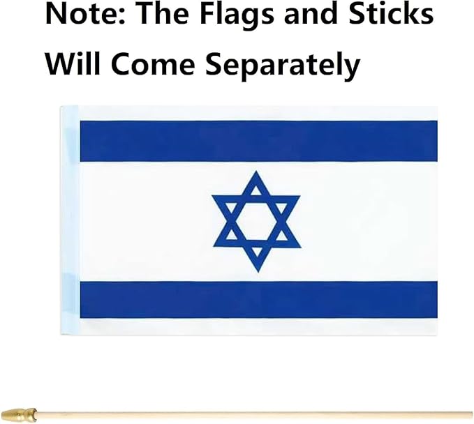 GSYLPFT 12 Pack Israel Flags on Sticks Israeli Small Mini Hand Held Flags for Office Classroom Holiday Party Decorations